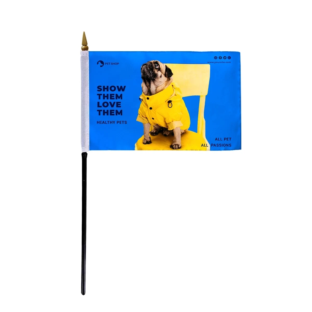 4" x 6" Custom Stick Flag - Dye Sublimation 1