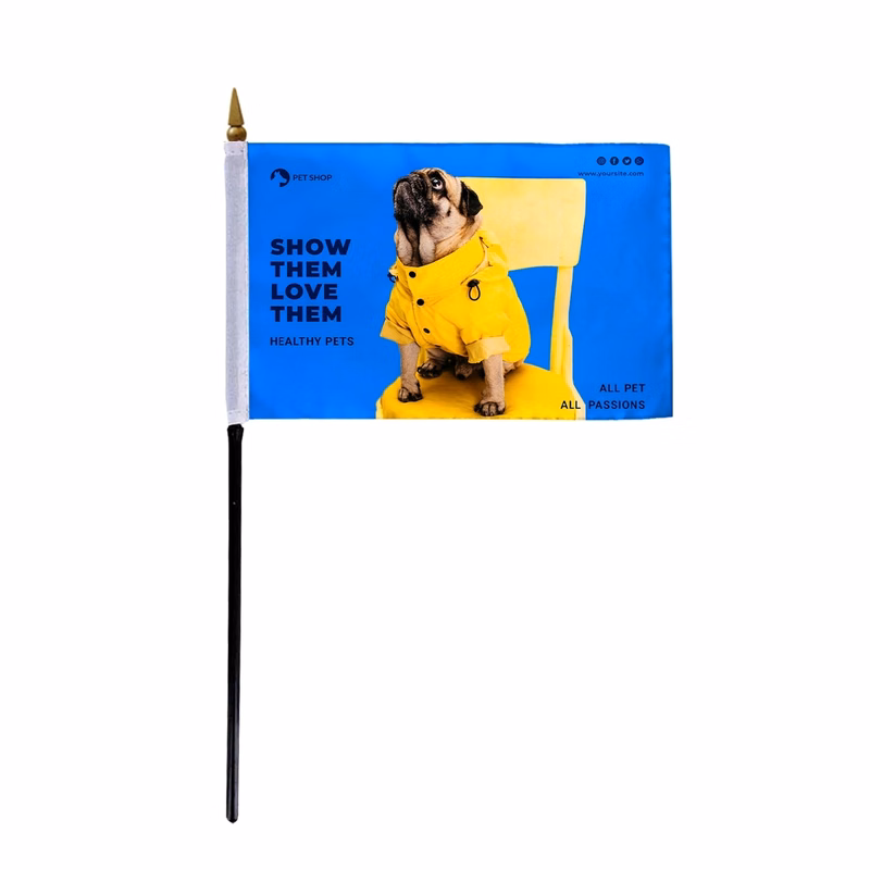4" x 6" Custom Stick Flag - Dye Sublimation
