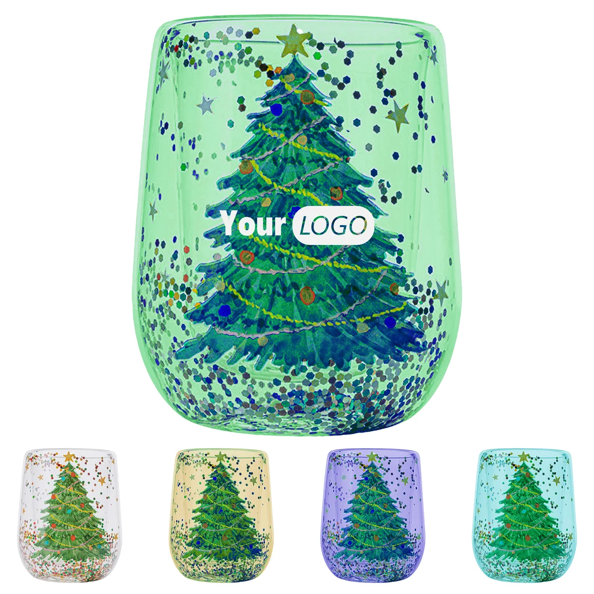 Glass Holiday Glitter Cup ?C Double-Walled For Insulation And Style 1