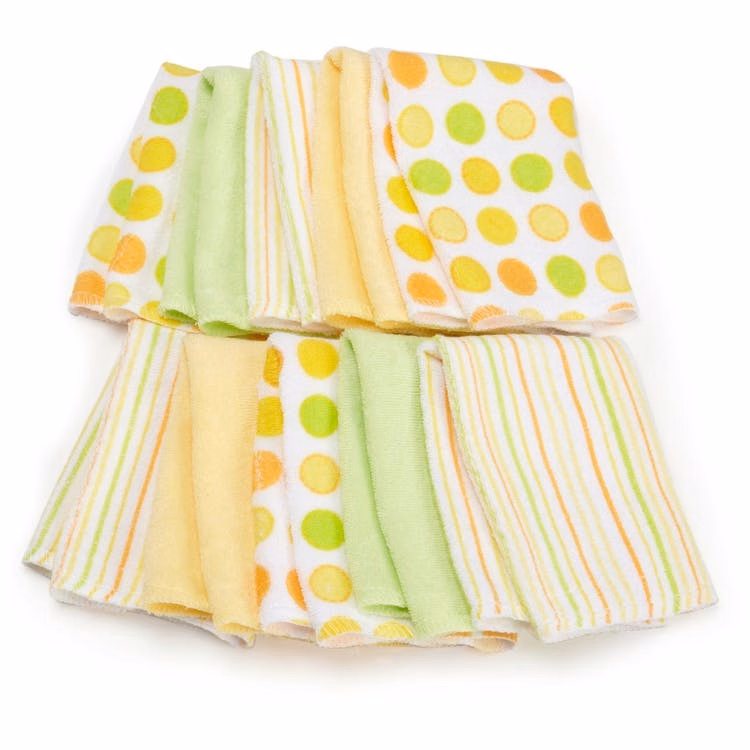 Terry Baby Washcloth - Yellow 10 Pack
