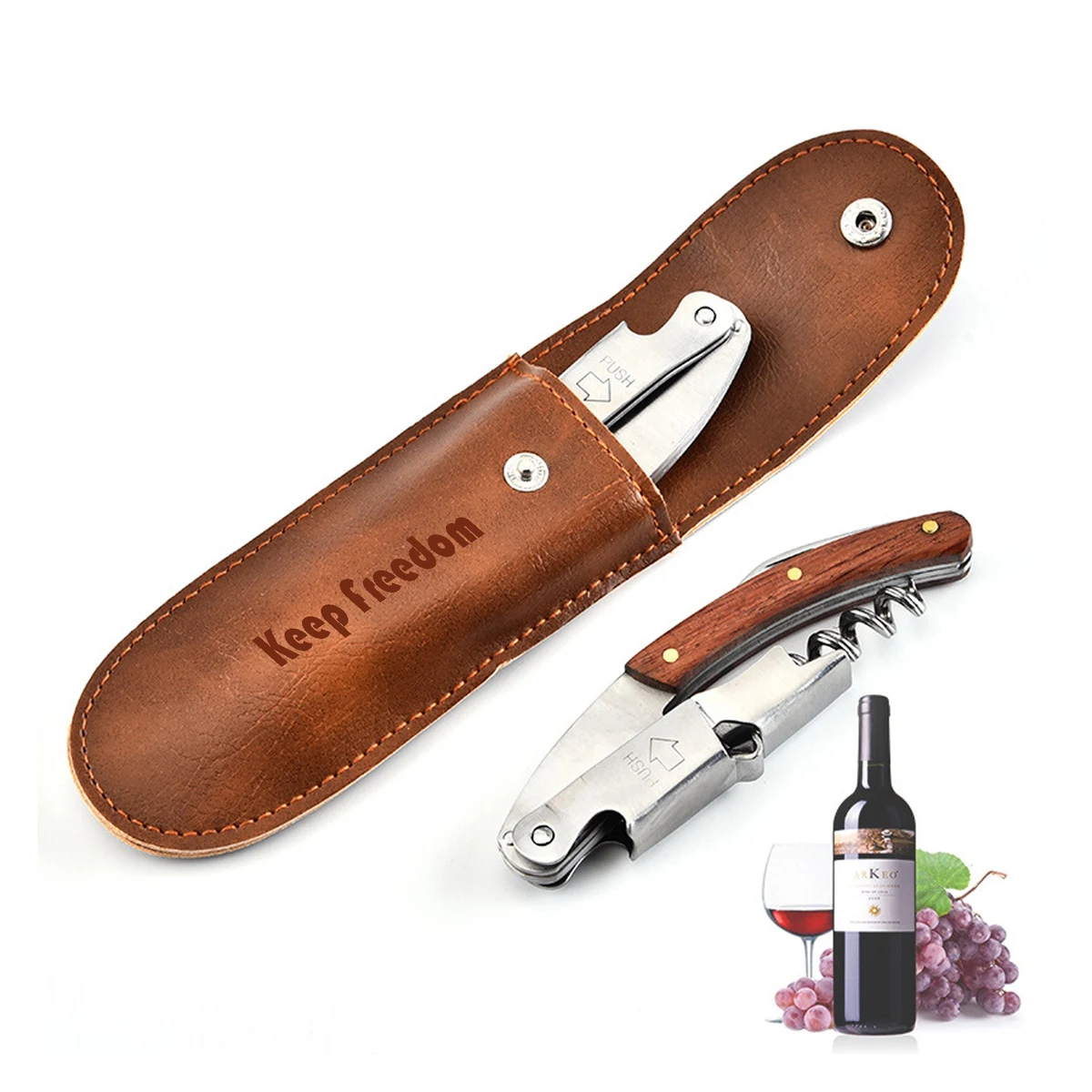 Rosewood Wood Handle Stainless Steel Bottle Opener 1