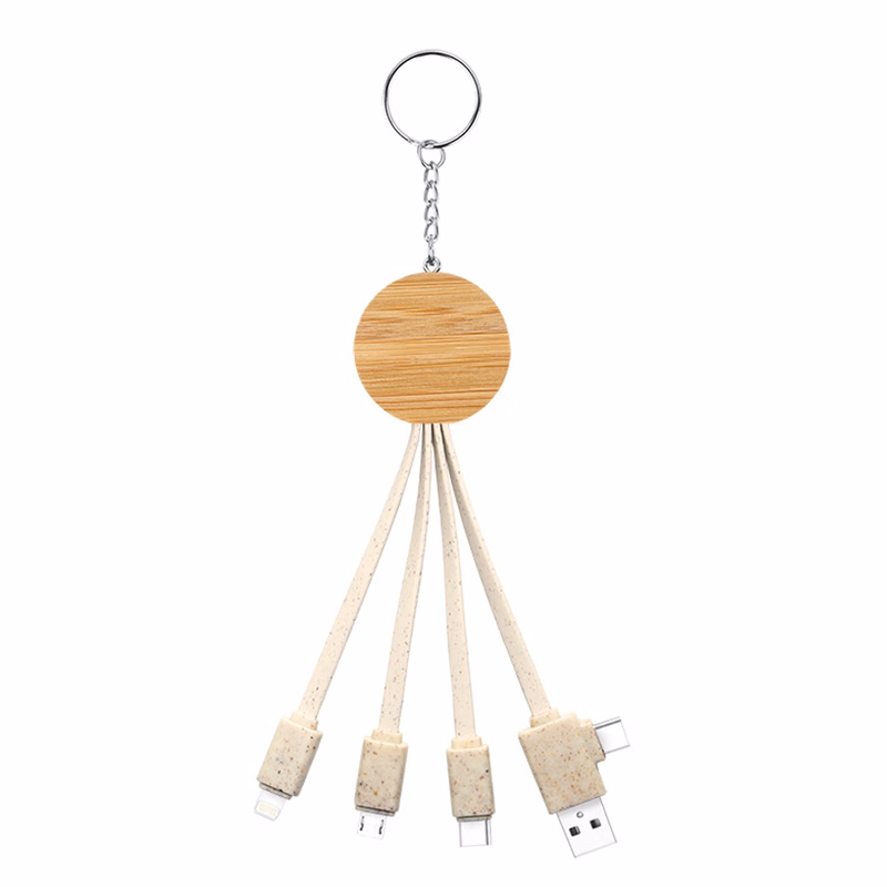 3 In 1 Wheat Straw Key Chain Charging Cables