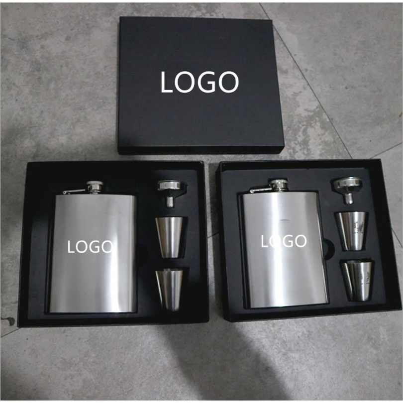 8 oz. Stainless Steel Flask Gift Set 1