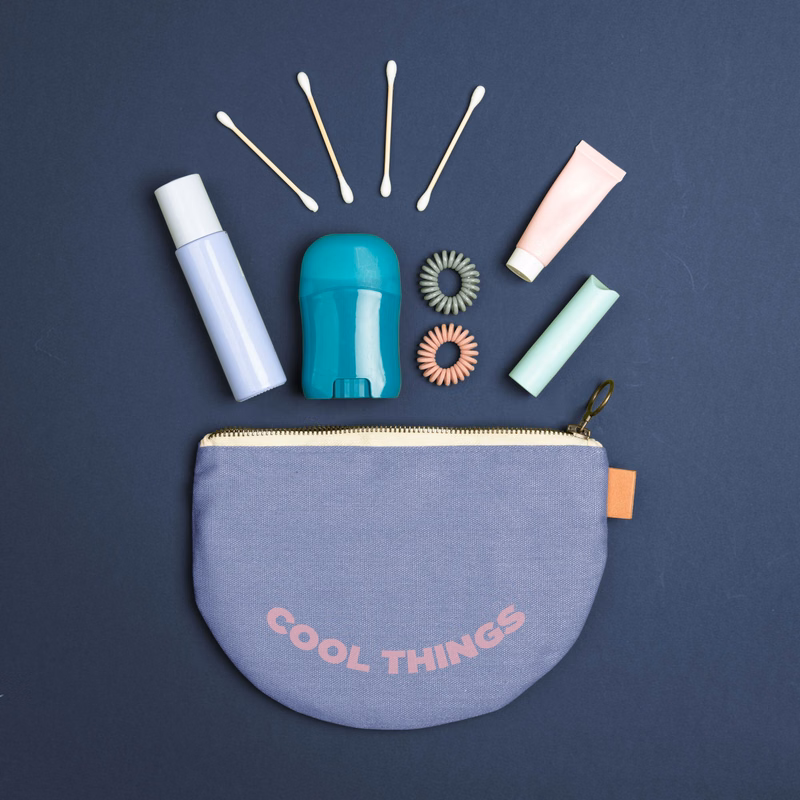 SLICE POUCH - COLORED CANVAS WITH LEATHER TAB