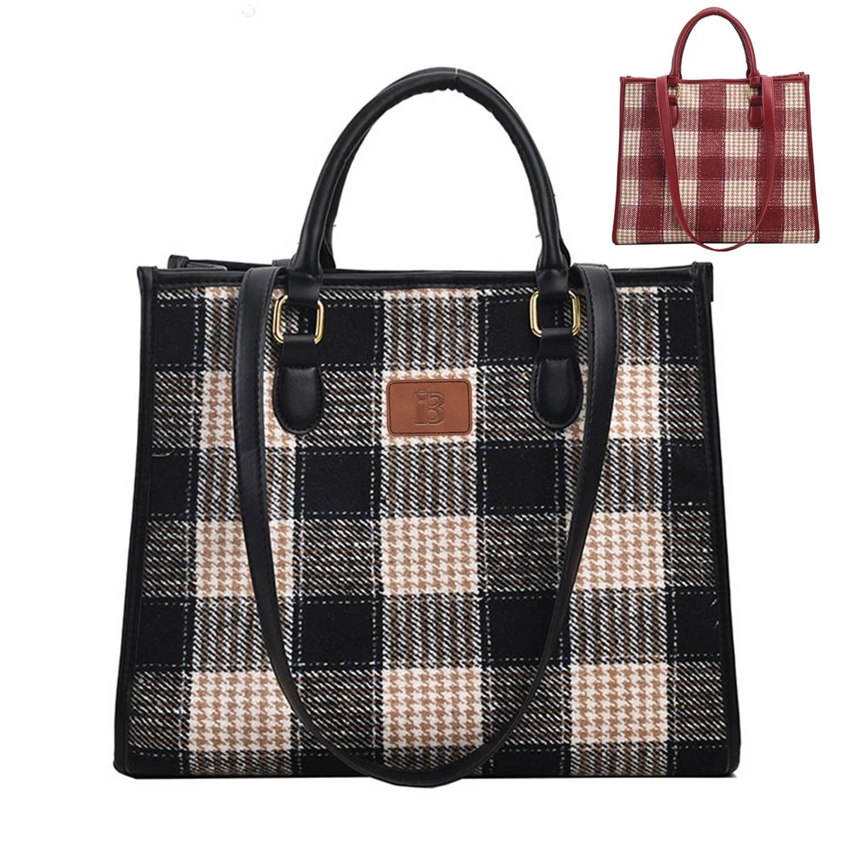 Canvas Crossbody Bag Fashion Checkered Tote for Women 1
