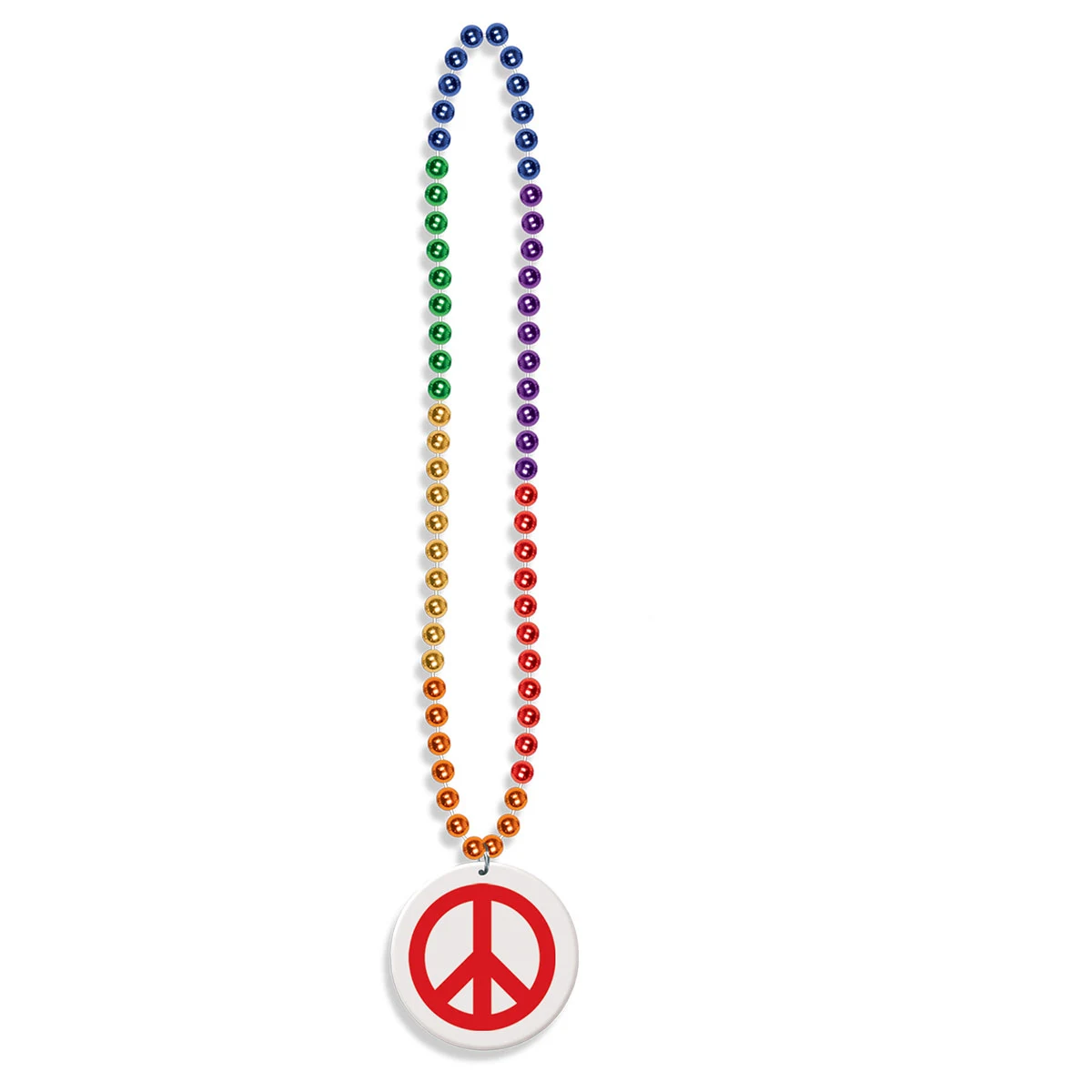 33" Rainbow Print-N-Toss Medallion Beads w/ a Custom Direct Imprint on the White Medallion 1