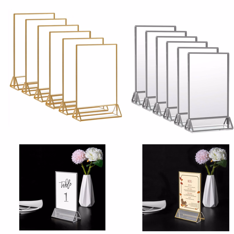 4 x 6 Inches Acrylic Gold Frames Sign Holders