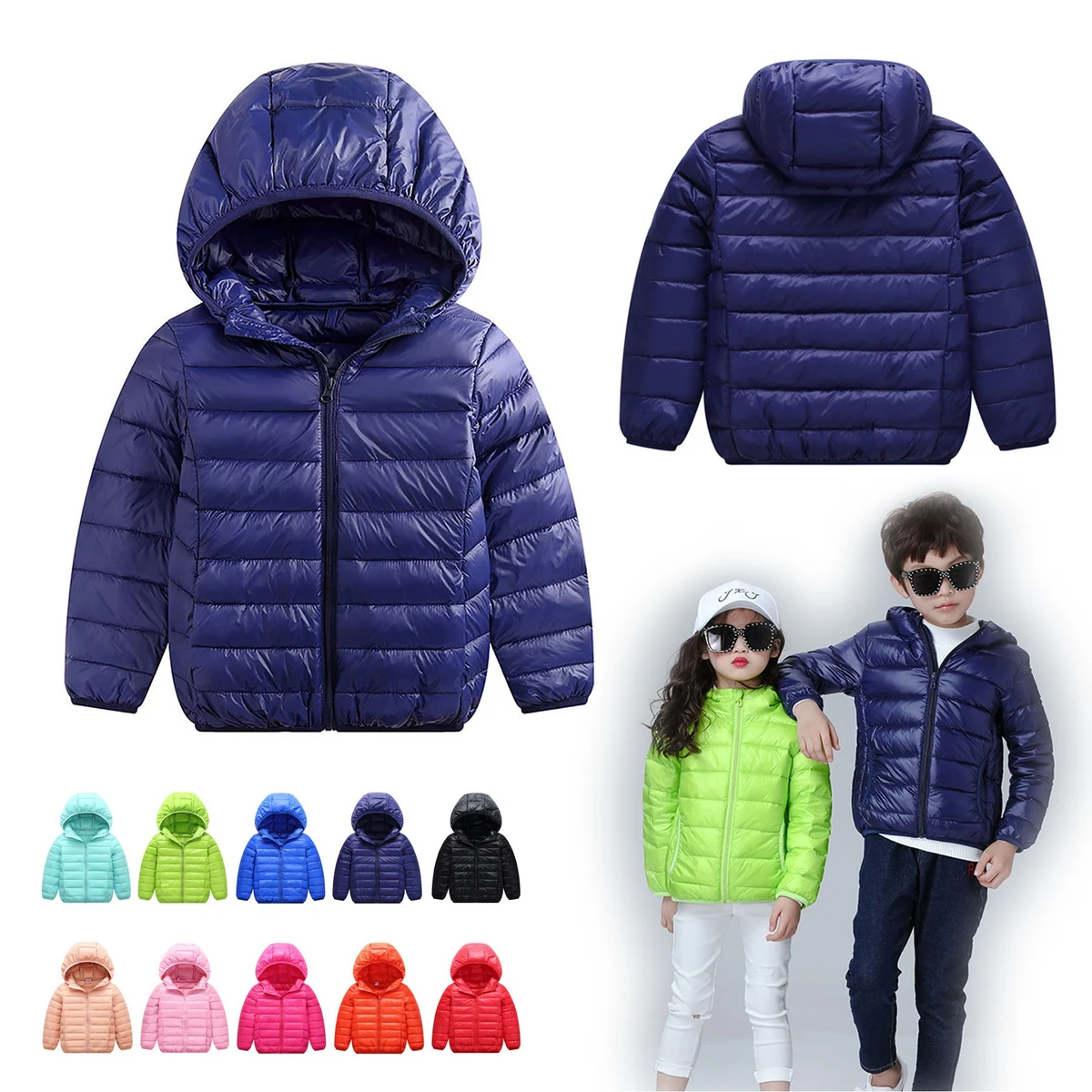 Kids Hooded Lightweight Down Puffer Jacket 1