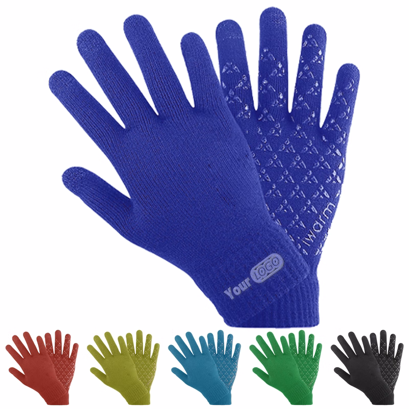 Acrylic Colorful Knit Gloves With Enhanced Grip Design