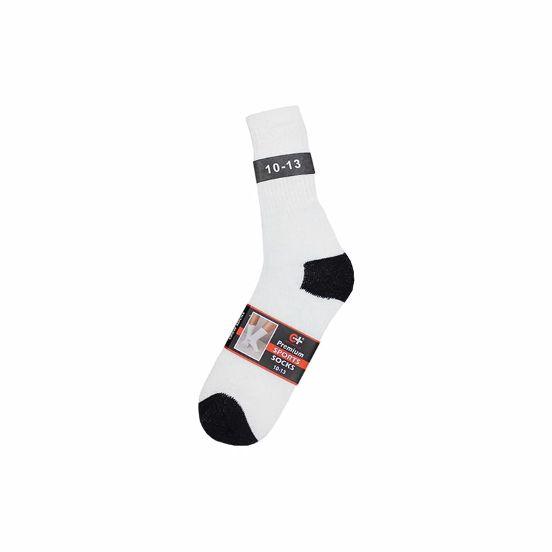 Men's Sports Crew Socks - White Size 9-11