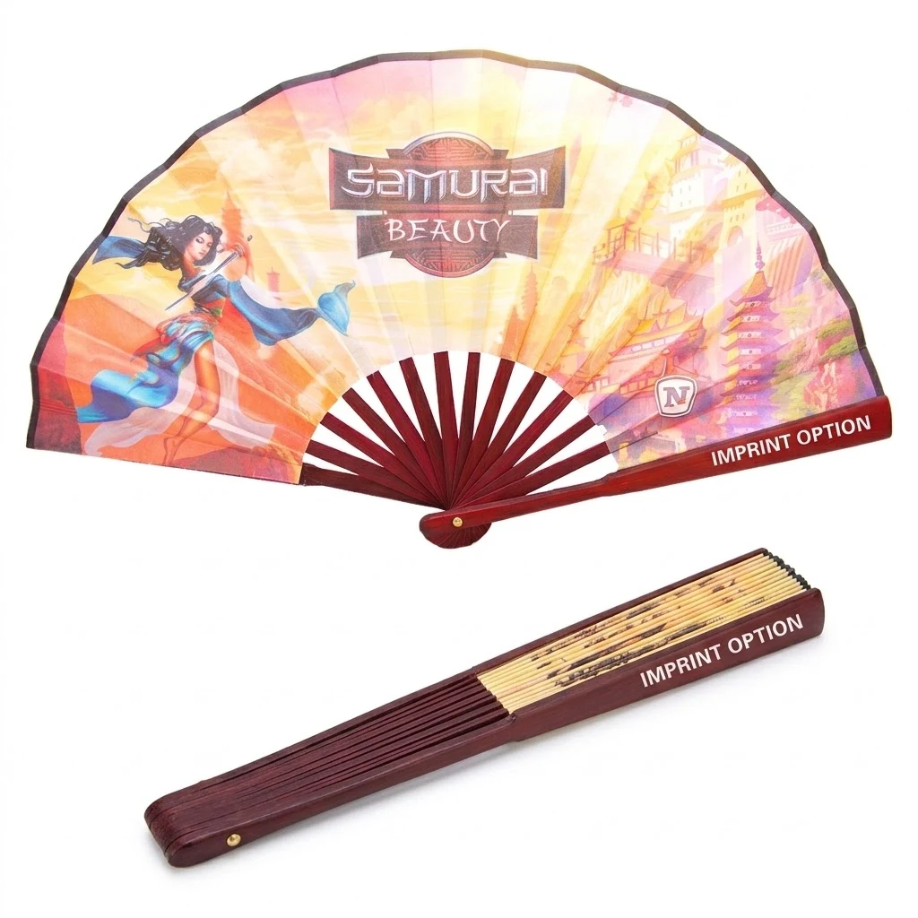 Traditional Bamboo Hand Fan - Premium Silky Fabric 1