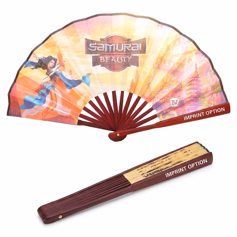 Traditional Bamboo Hand Fan - Premium Silky Fabric