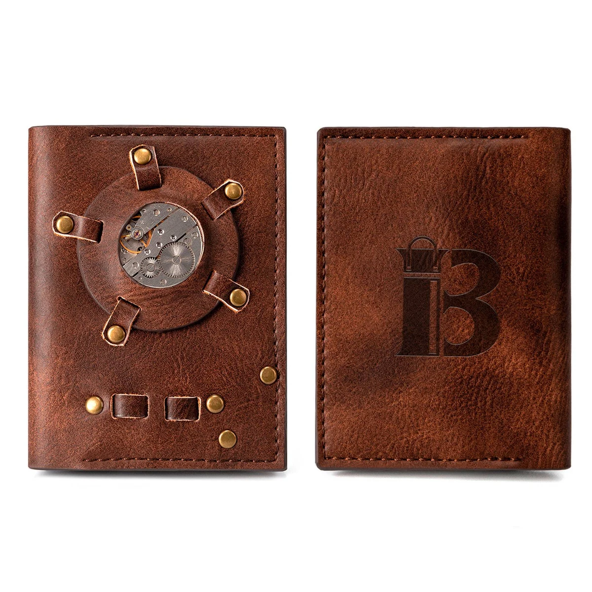 PU brown punk wallet 1