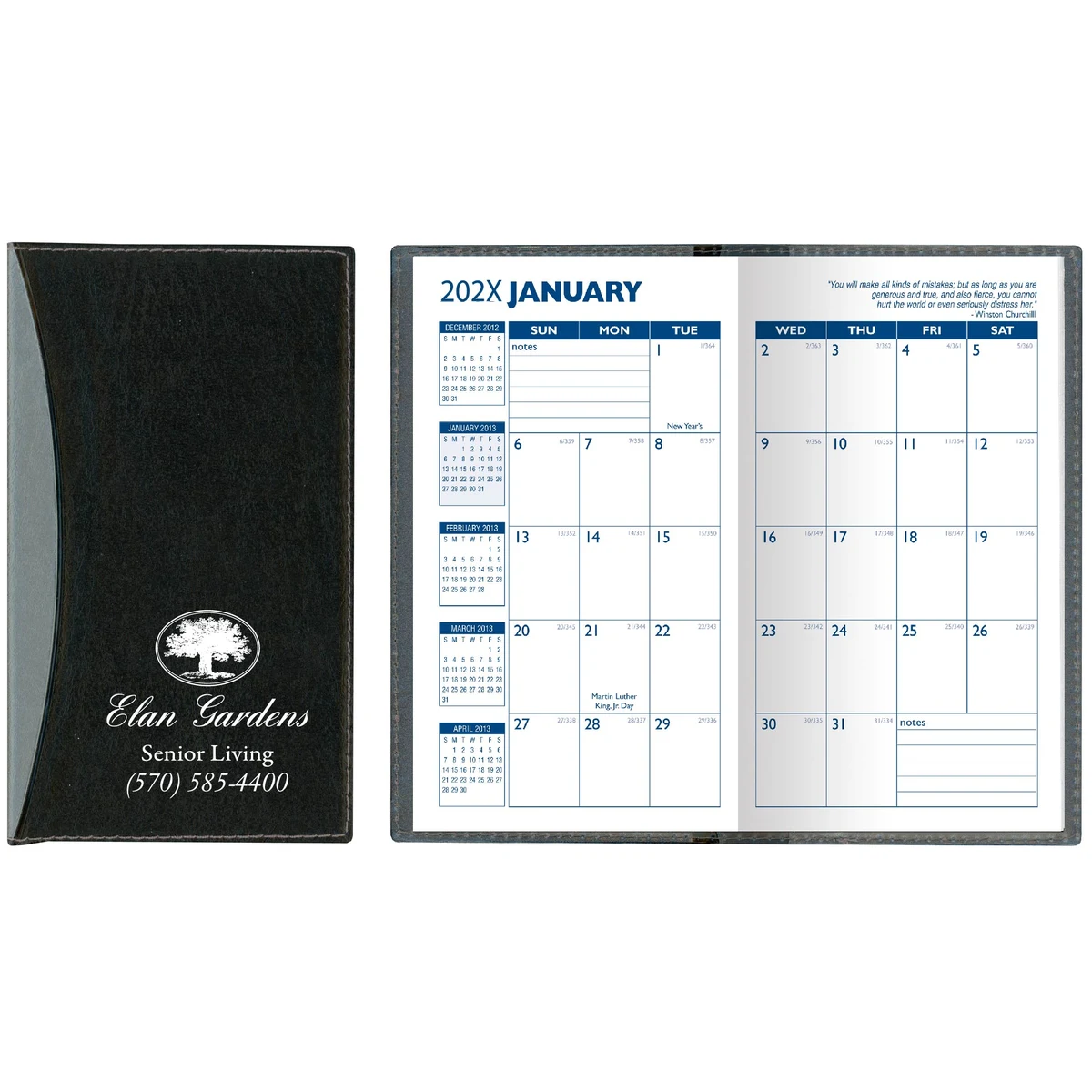 Soft Cover 2 Tone Vinyl Geneva Series Monthly Planner / 1 Color Insert 1