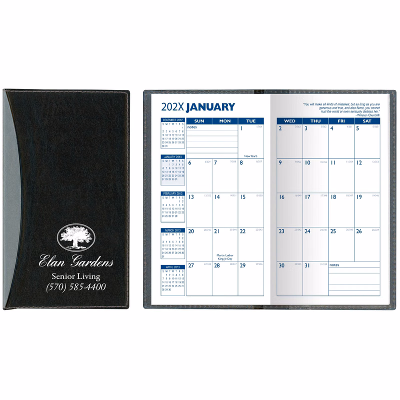 Soft Cover 2 Tone Vinyl Geneva Series Monthly Planner / 1 Color Insert