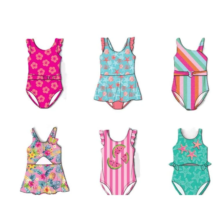 Girls One Piece Swimsuits - Size 4-6X Assorted 1