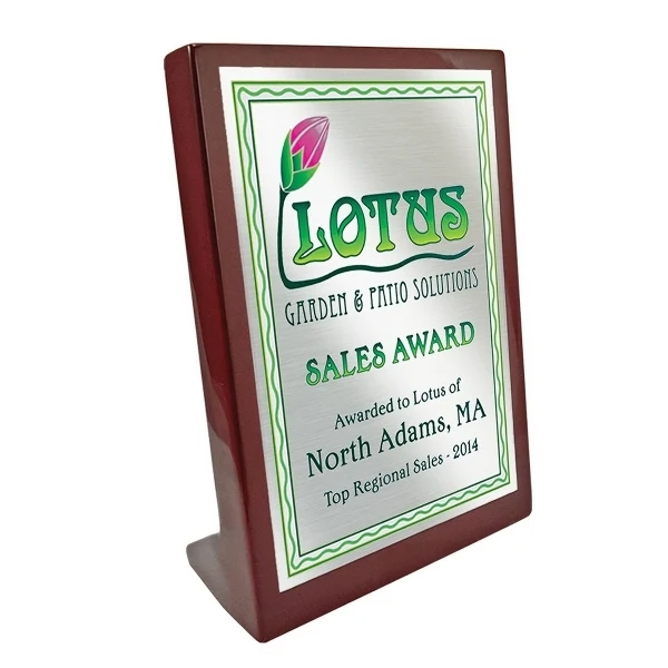 Full Color Stand-Up Plaque (6.25" x 8.25") with Gold or Silver Aluminum Mount 1