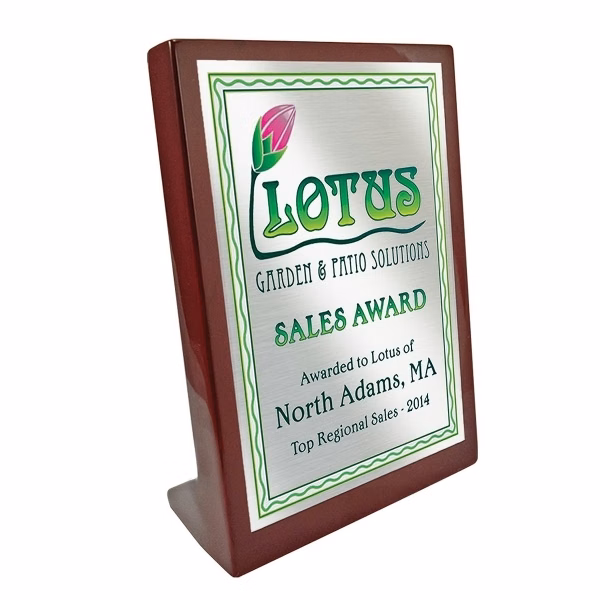 Full Color Stand-Up Plaque (6.25" x 8.25") with Gold or Silver Aluminum Mount