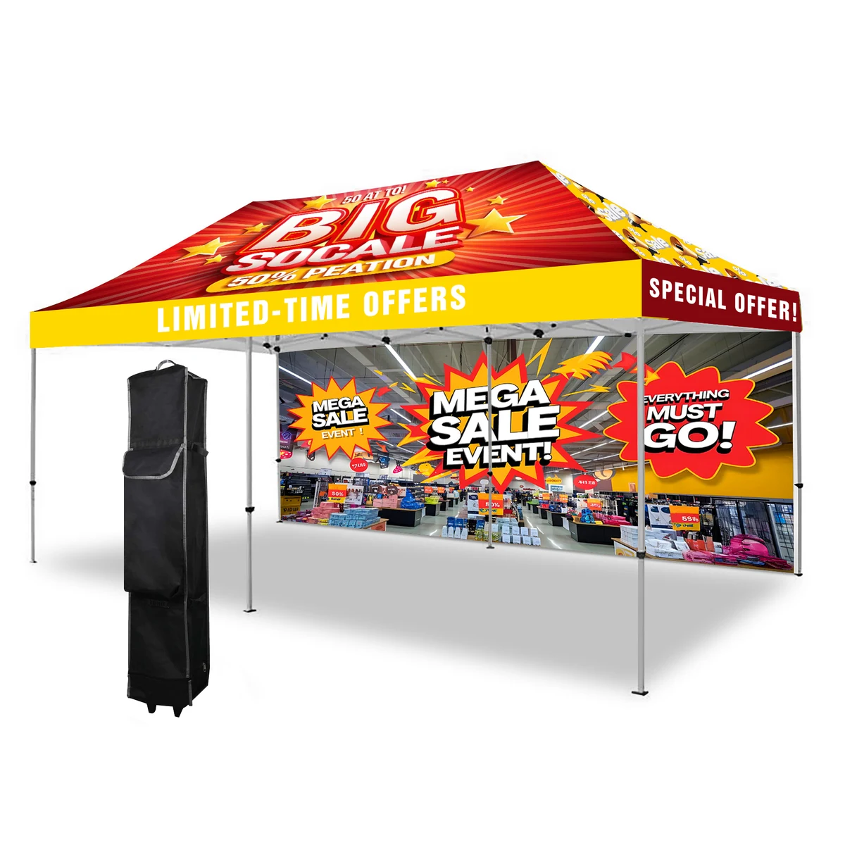 10' X 20' Hex Aluminum Frame Tent w/Full Color Canopy And Back Wall 1