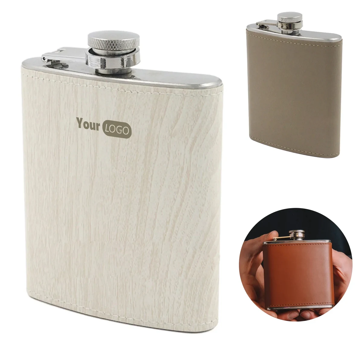 Leather Flask, custom water bottle with logo imprint 1