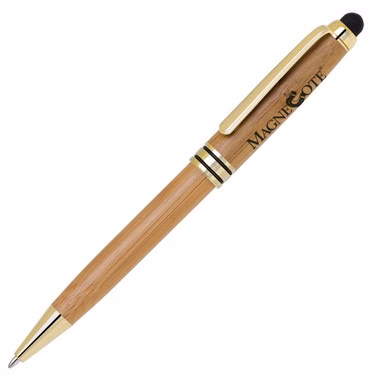 Eco-Friendly Bamboo Stylus Pen with Black/Gold Trim