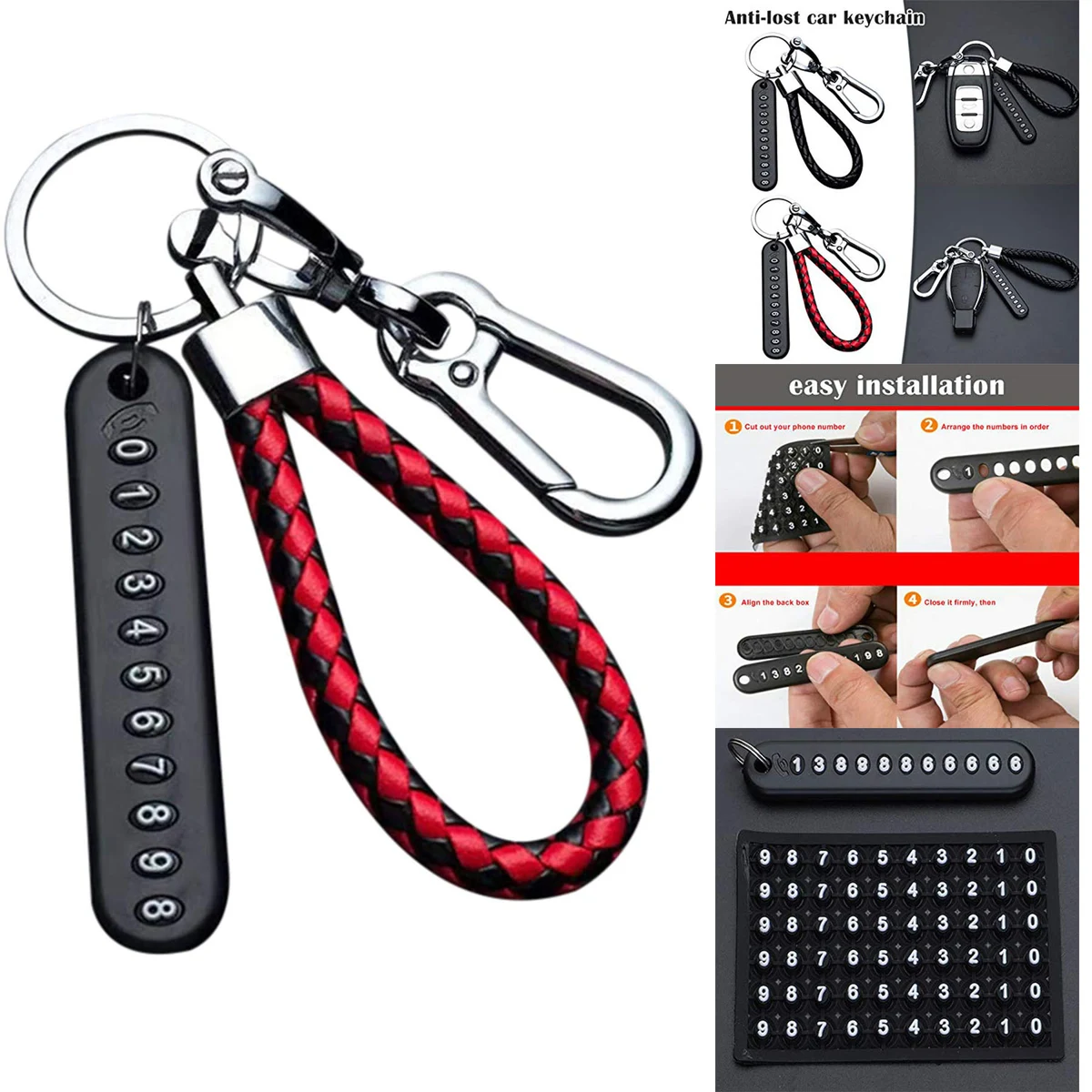 Car Keychain Anti-Lost Car Keychain with Phone Number 1