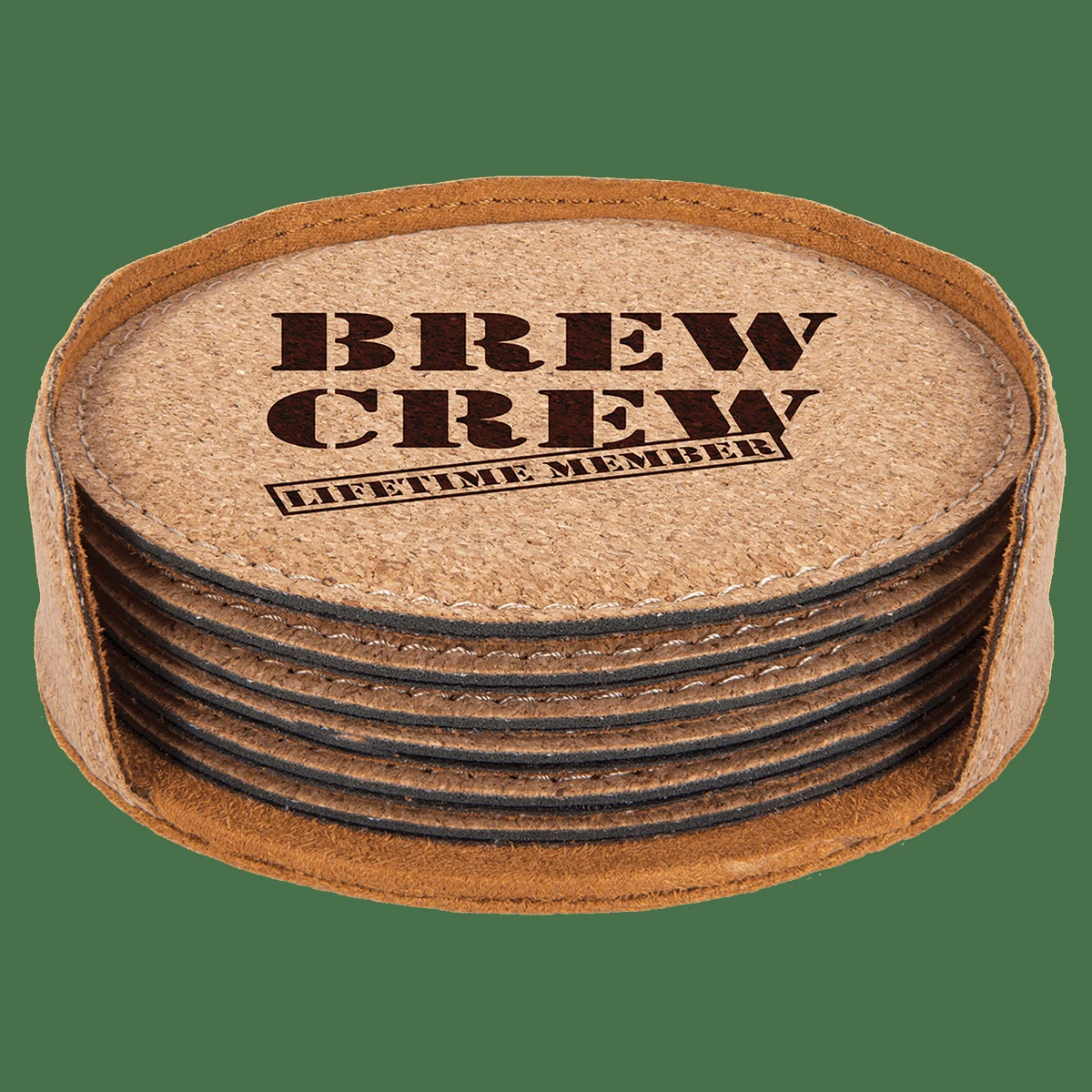 4" Light Brown Round Cork 6-Coaster Set 1