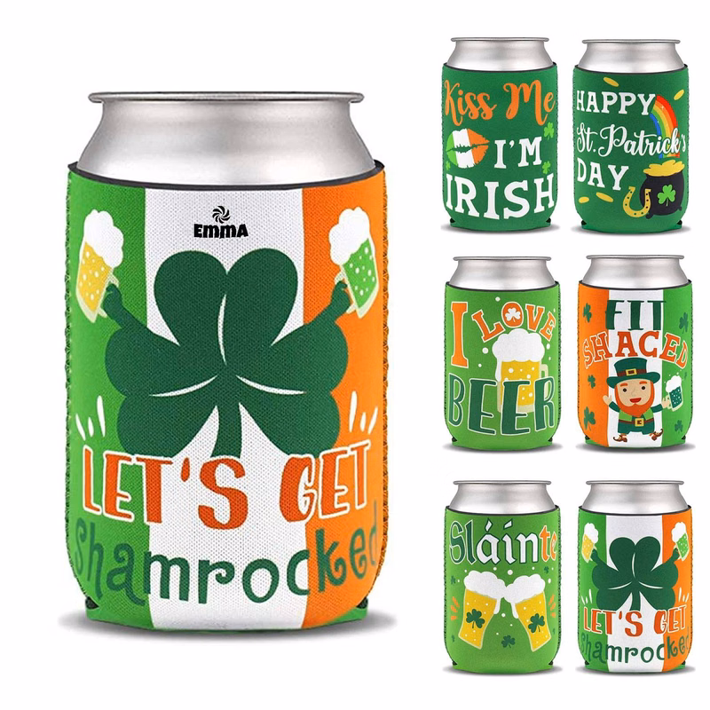 Premium Full Color Collapsible Shamrock Shaped Can Cooler