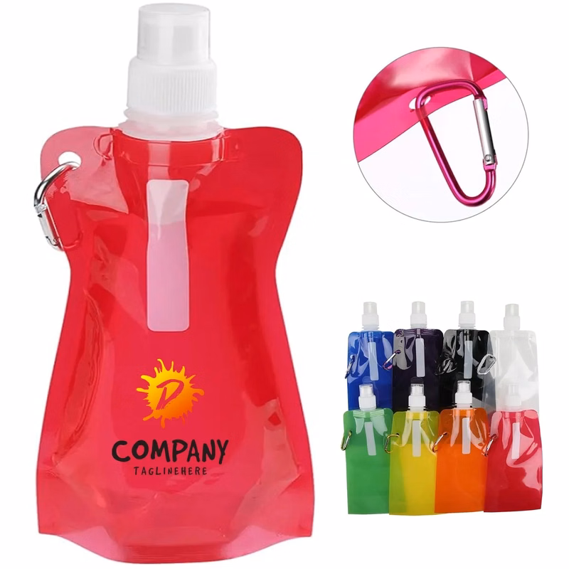 17 Oz. Collapsible Sports Water Bottle With Carabiner Clip