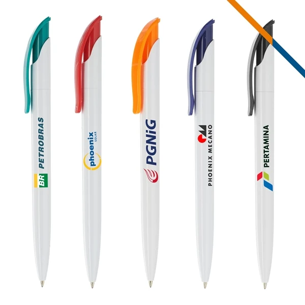 Custom Plastic Ballpoint Pen with Chrome Clip — Retractable Tip Design, custom pen with logo imprint 1