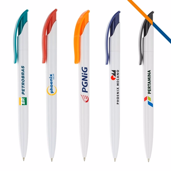 Custom Plastic Ballpoint Pen with Chrome Clip — Retractable Tip Design