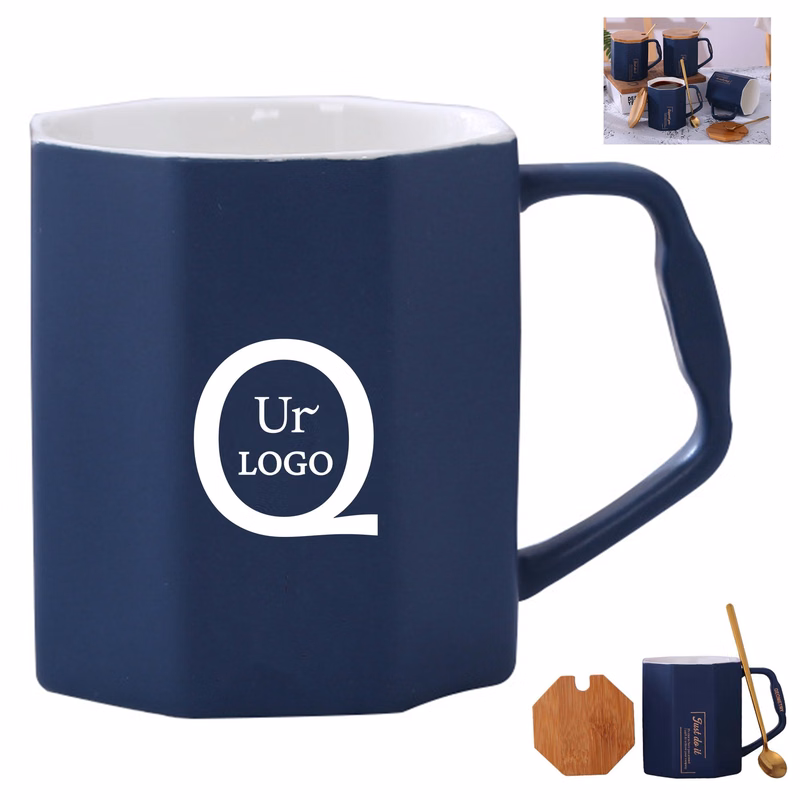 10.1Oz Blue Octagon Mug