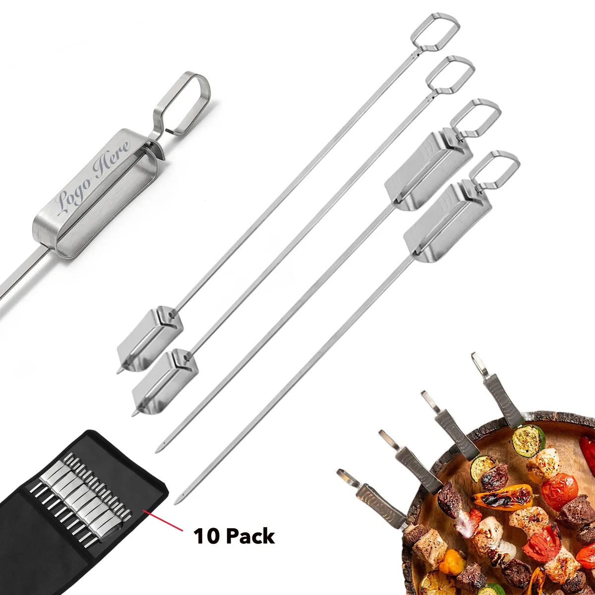 BBQ Long Flat Skewers With Push Bar 1