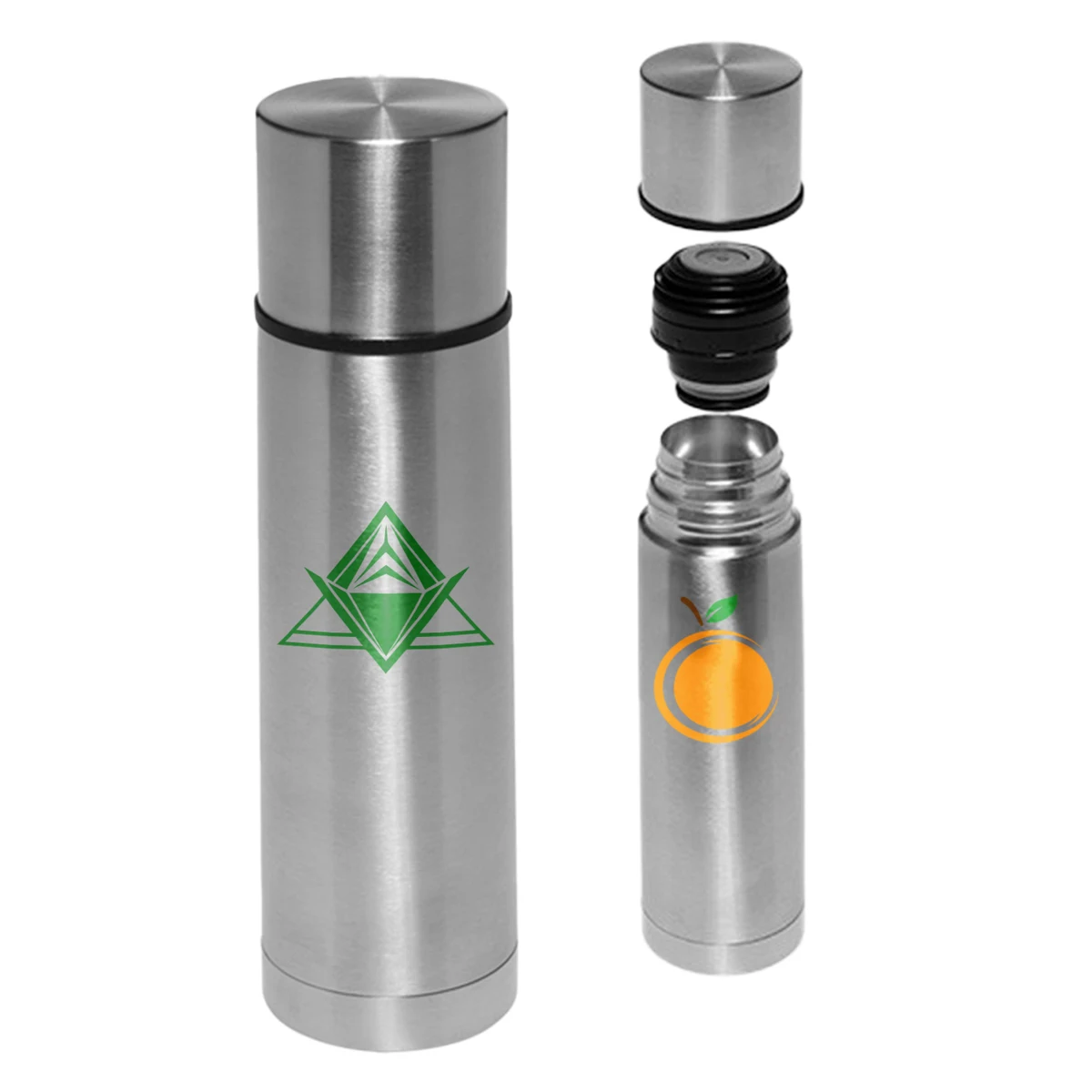 Cylindrical Insulated Vacuum Thermal Flasks Silver 18 oz. 1