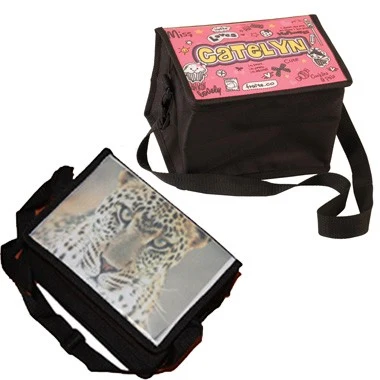 FULL COLOR IMPRINTED POLYESTER INSULATED LUNCH COOL BAG WITH ADJUSTABLE SHOULDER STRAP 1