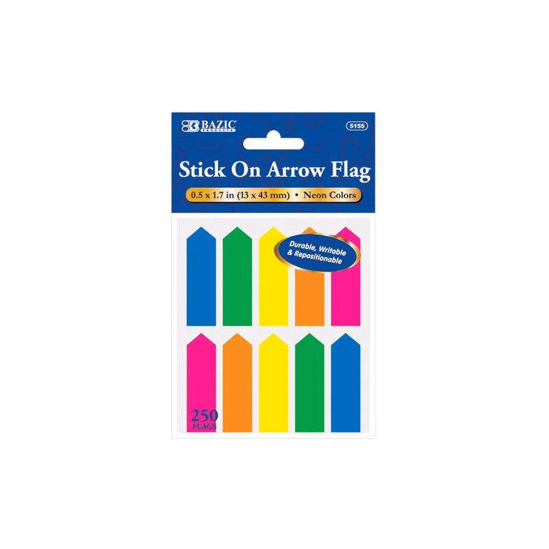 Stick-On Arrow Flags - 250 Count Neon Colors