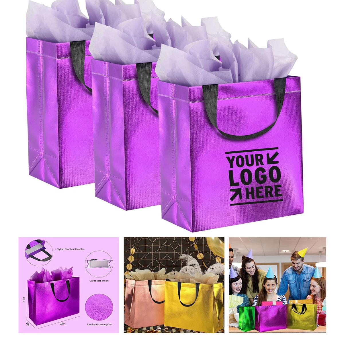 10.2 x 8 x 4.1 Inches Sparkle Gift Bag with Tissues 1