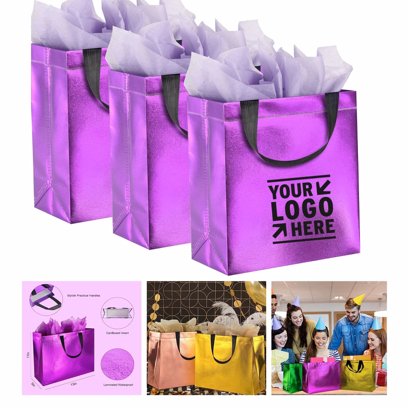 10.2 x 8 x 4.1 Inches Sparkle Gift Bag with Tissues