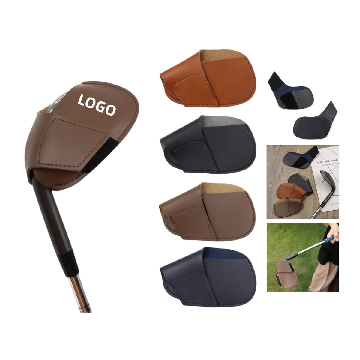 Leather Golf Iron Club Head Covers 1