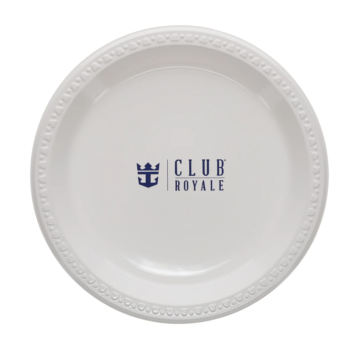 9.000" Plain Medium Weight Plastic Plate Round White Tradition Print 1