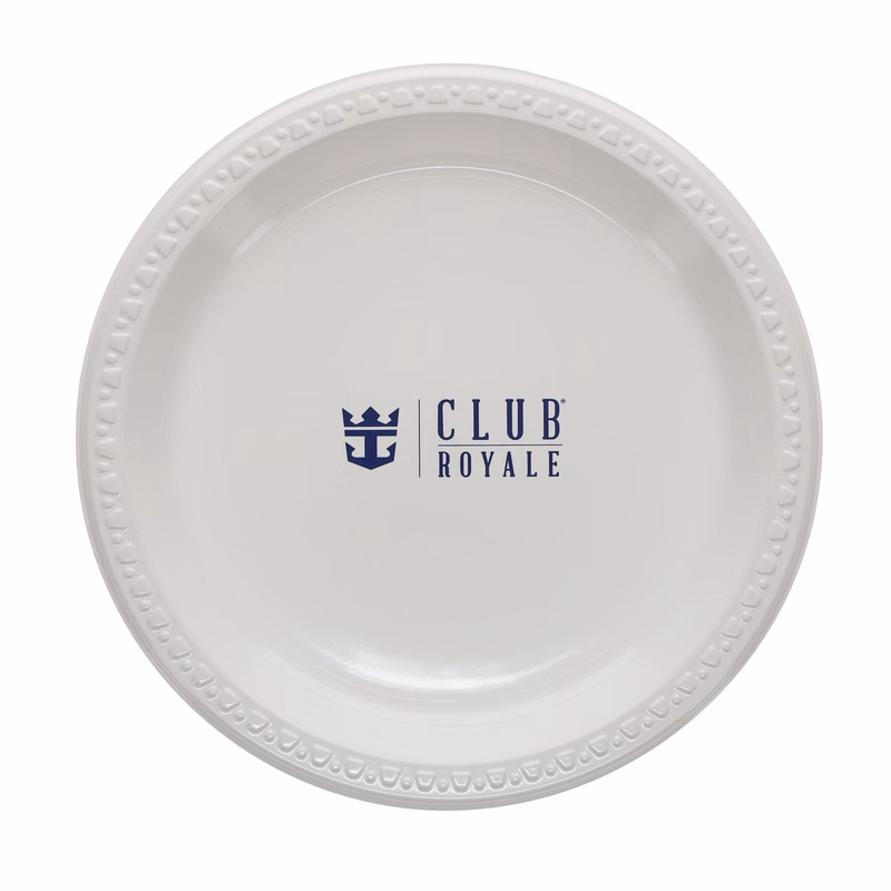 9.000" Plain Medium Weight Plastic Plate Round White Tradition Print