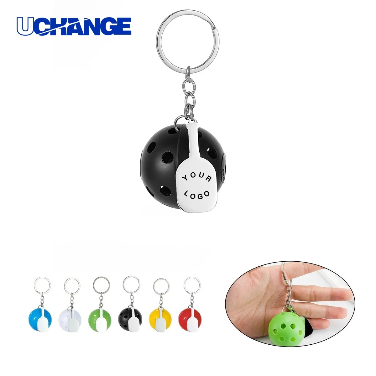 Stainless Steel Pickleball Charm Keychain Mini Accessory 1
