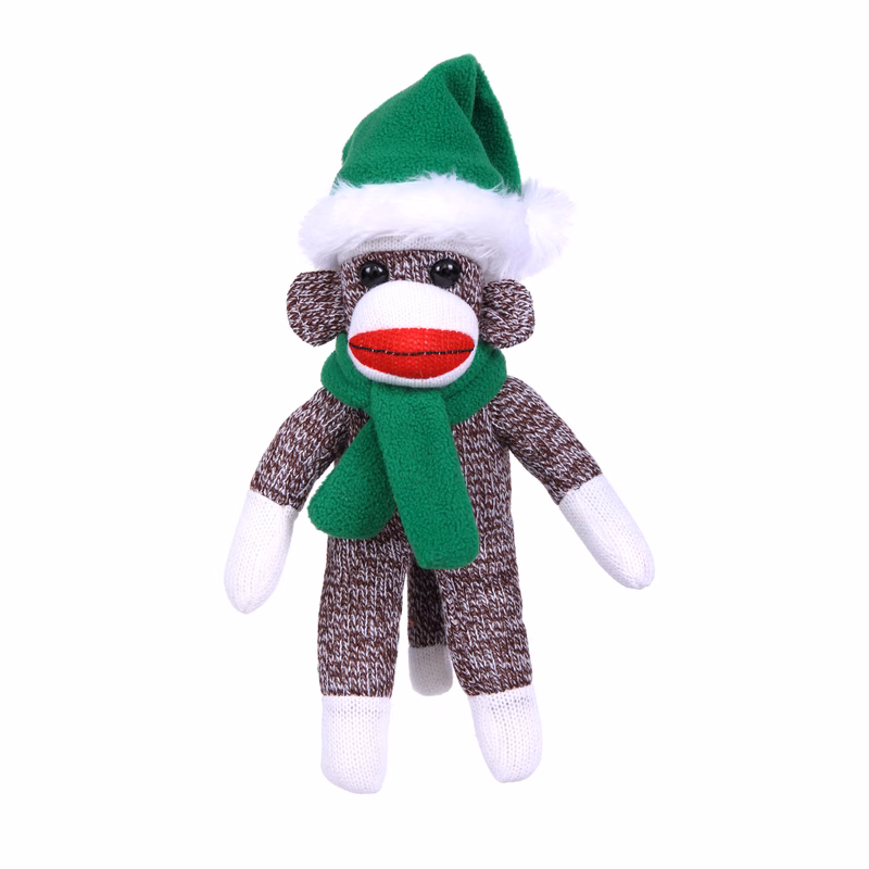 Orginal Sock Monkey (Plush) with Christmas Hat and Scarf