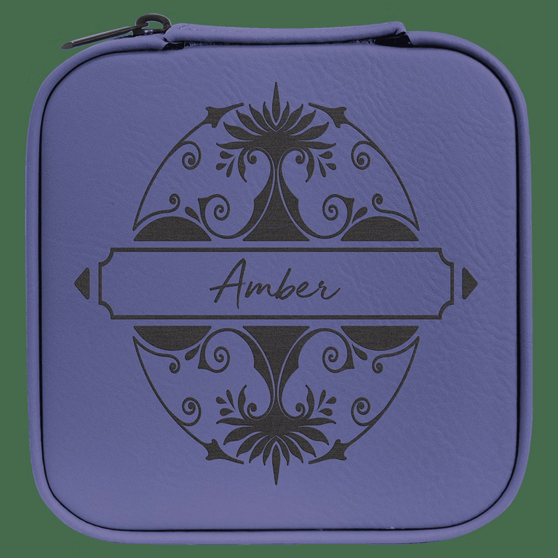 4" X 4" Purple/Black Leatherette Travel Jewelry Box with Black Lining