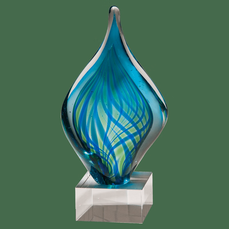 8.75" Blue And Green Twist Art Glass