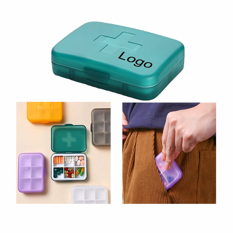 Portable 6 Compartment Pill Box Travel Case