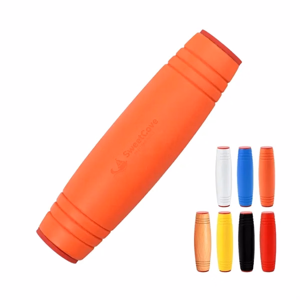 Custom 1 inch Wood Fidget Roller with Rubber Pads — Stress Relief Desk Toy