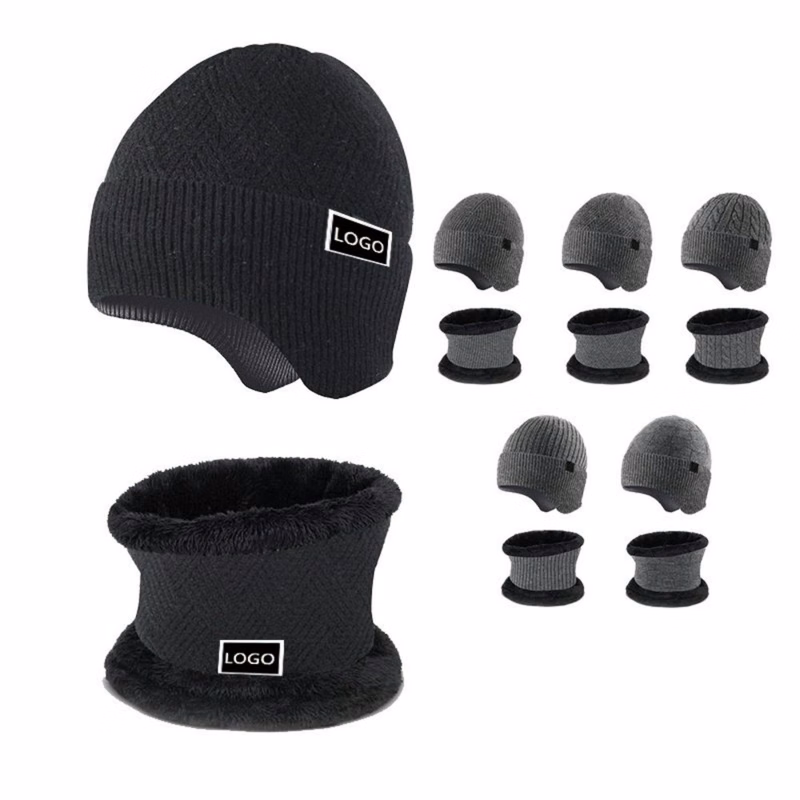 Knit Snood And Beanie Set With Ear Protection