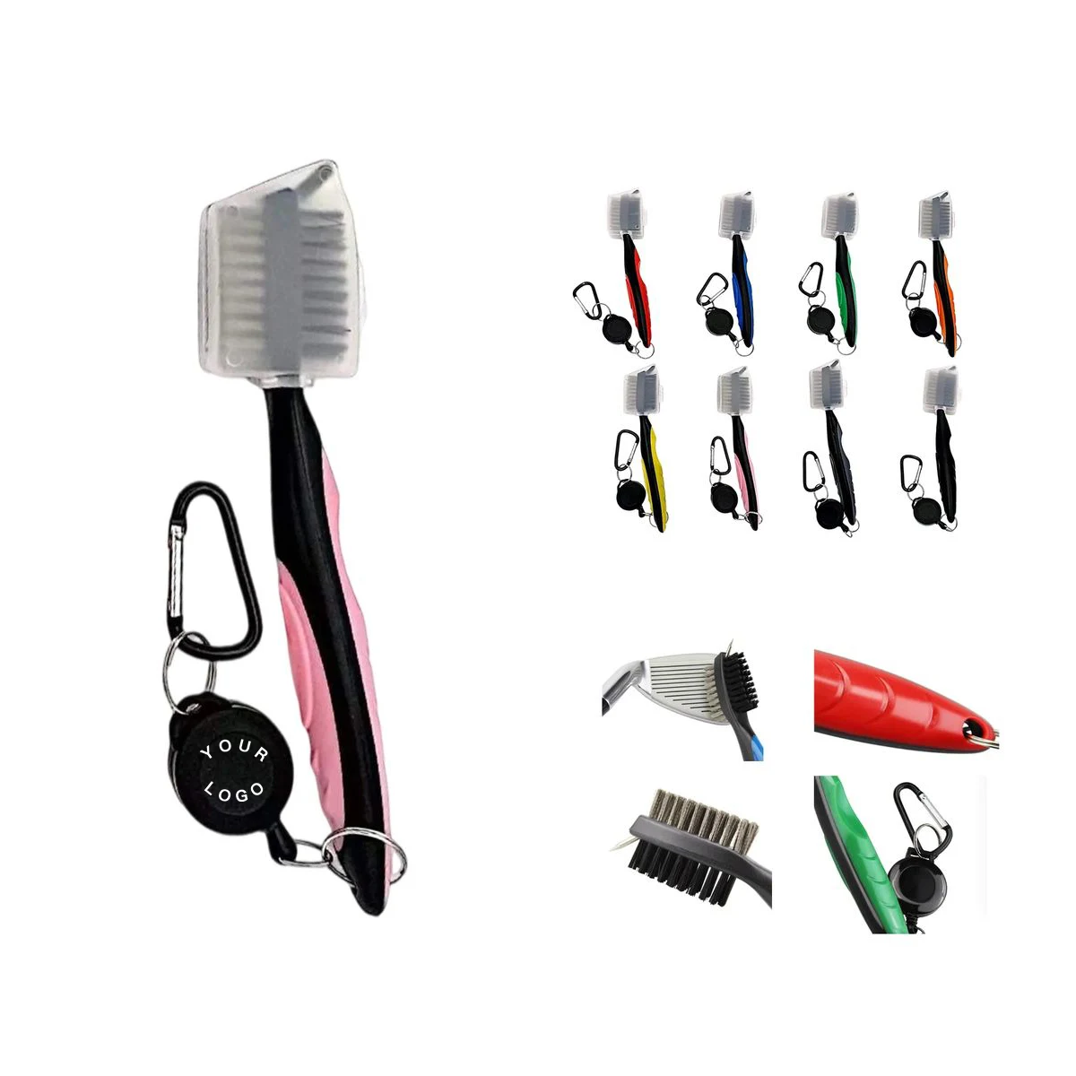 Portable Golf Club Brush with Wire Bristles 1