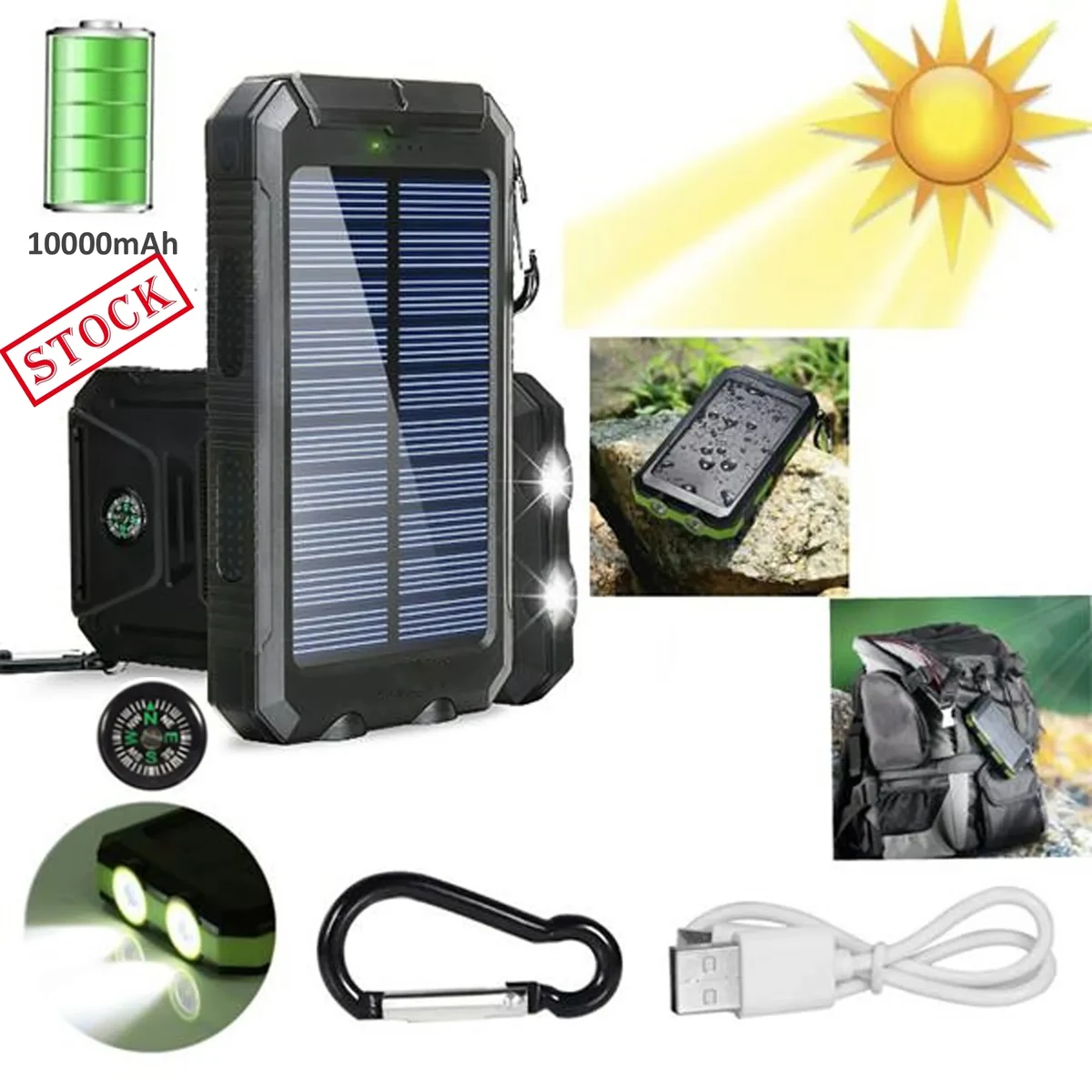 US Stock Portable Outdoor Waterproof Mobile Charger-10000mAh 1